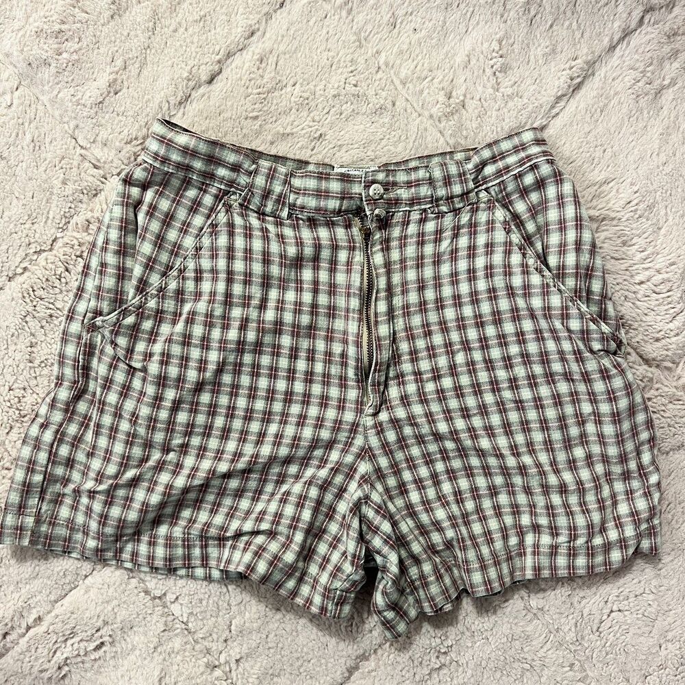 90s American Eagle Plaid high Waist High-Rise Shorts 8 Dark Academia Twee